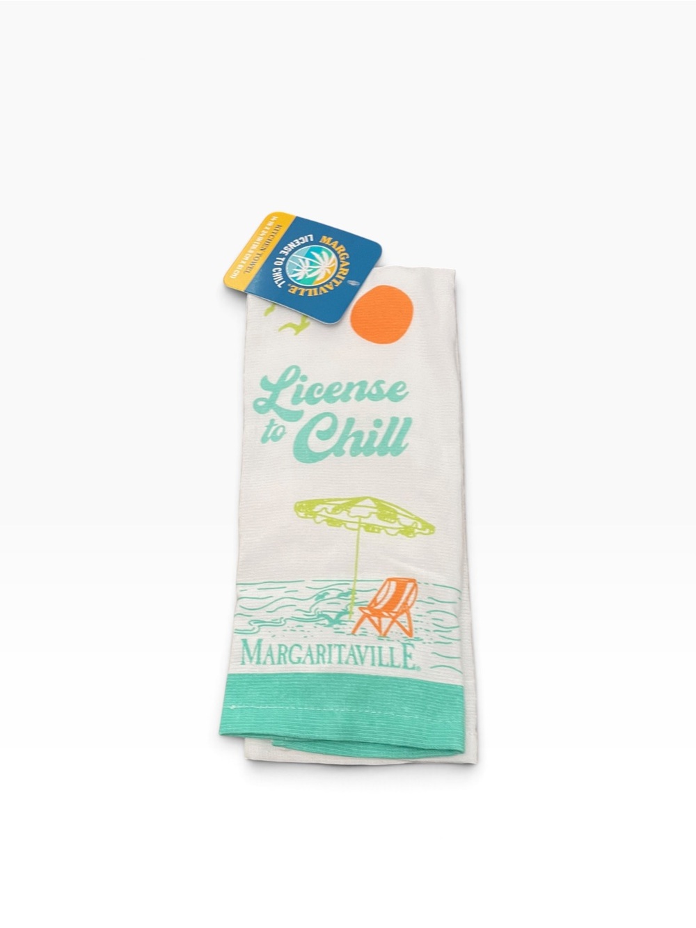 Margaritaville license  to Chill" White & Teal dish Towel